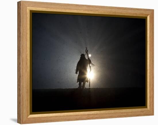 Performer is Silhouetted at the Opening Ceremonies for the XXI Olympic Winter Games in Vancouver-null-Framed Premier Image Canvas