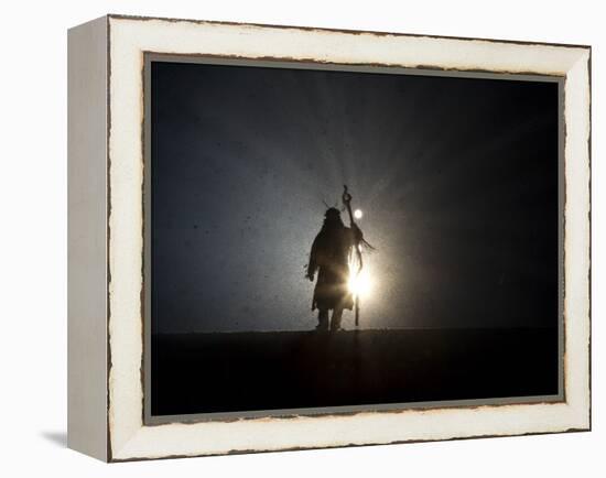 Performer is Silhouetted at the Opening Ceremonies for the XXI Olympic Winter Games in Vancouver-null-Framed Premier Image Canvas