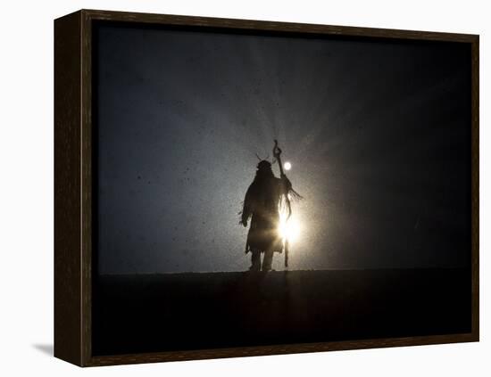 Performer is Silhouetted at the Opening Ceremonies for the XXI Olympic Winter Games in Vancouver-null-Framed Premier Image Canvas