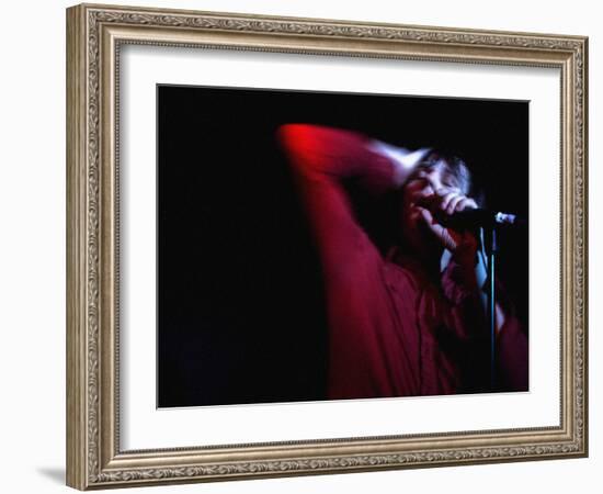 Performer on Stage at Microphone-Phil Sharp-Framed Photographic Print