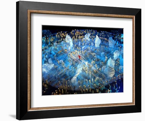 Performers on the Ice During the Opening Ceremonies of the 2002 Winter Olympics in Salt Lake City-null-Framed Photographic Print