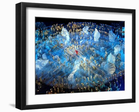 Performers on the Ice During the Opening Ceremonies of the 2002 Winter Olympics in Salt Lake City-null-Framed Photographic Print