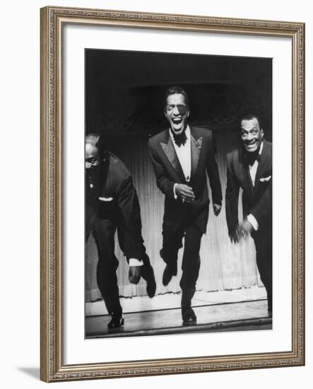 Performers, Sammy Davis Sr., Sammy Davis Jr., and Will Mastin, Together on Stage at Ciro's Dancing-Allan Grant-Framed Premium Photographic Print