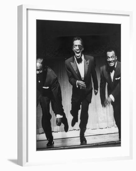 Performers, Sammy Davis Sr., Sammy Davis Jr., and Will Mastin, Together on Stage at Ciro's Dancing-Allan Grant-Framed Premium Photographic Print