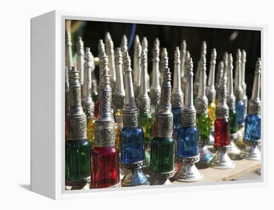 Perfume Bottles, the Souqs of Marrakech, Marrakech, Morocco-Walter Bibikow-Framed Premier Image Canvas