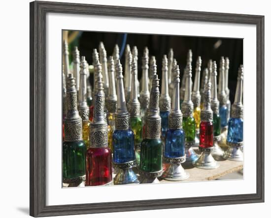 Perfume Bottles, the Souqs of Marrakech, Marrakech, Morocco-Walter Bibikow-Framed Photographic Print