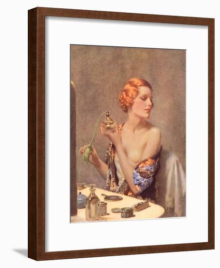 Perfume Woman Doing Her Make-Up, Budoir Putting On Perfume, UK, 1930-null-Framed Giclee Print