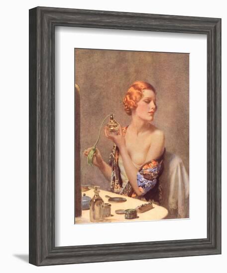 Perfume Woman Doing Her Make-Up, Budoir Putting On Perfume, UK, 1930-null-Framed Giclee Print