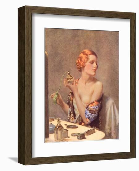 Perfume Woman Doing Her Make-Up, Budoir Putting On Perfume, UK, 1930-null-Framed Giclee Print