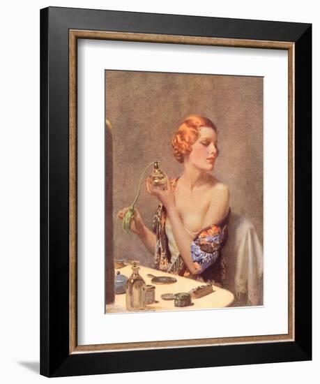 Perfume Woman Doing Her Make-Up, Budoir Putting On Perfume, UK, 1930-null-Framed Giclee Print