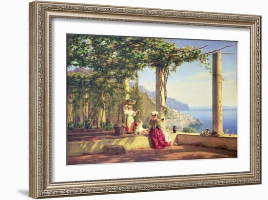 Pergola Overlooking Amalfi, 1844 (Oil on Canvas)-Martinus Rorbye-Framed Giclee Print