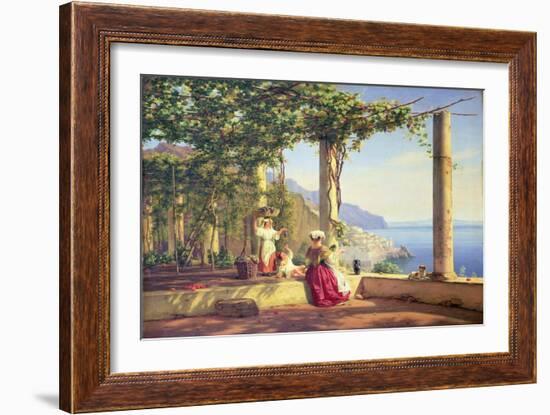 Pergola Overlooking Amalfi, 1844 (Oil on Canvas)-Martinus Rorbye-Framed Giclee Print