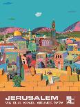 Jerusalem Israel - via El Al Israel Airlines, Vintage Airline Travel Poster, 1970s-Peri Rosenfeld-Art Print