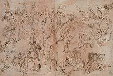 Studies of Warriors, Horsemen, and Lions, 1528-33-Perino Del Vaga-Giclee Print