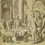 The Banquet of Dido and Aeneas, Model for a Tapestry in the Story of Aeneas Series, C.1532-Perino Del Vaga-Giclee Print