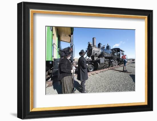 Period Dress at Historic Gold Hill Train Station, Virginia City, Nevada, USA-Michael DeFreitas-Framed Photographic Print