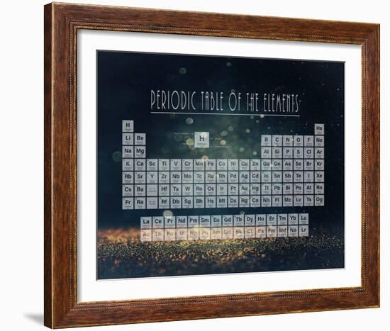 Periodic Table Gold Dust - Blue-Color Me Happy-Framed Art Print