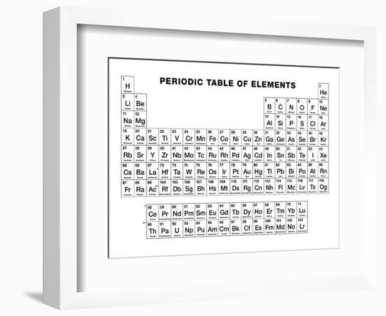 Periodic Table of Elements, Black and White-PeterHermesFurian-Framed Photographic Print