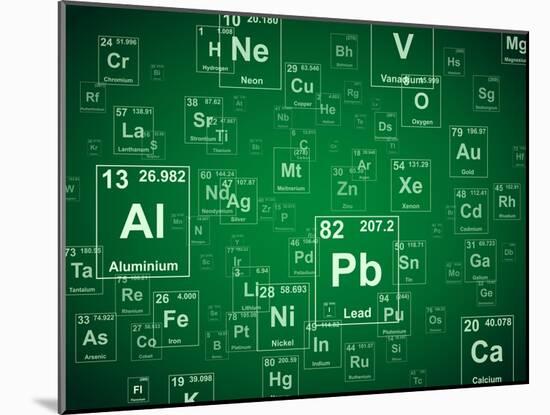 Periodic Table of the Elements. Green Background Illustration-Jason Winter-Mounted Art Print