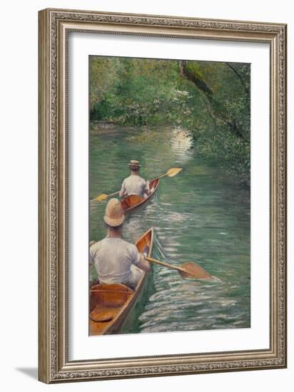 Perissoires-The canoes, 1878 Oil on canvas, 155 x 108 cm.-Gustave Caillebotte-Framed Giclee Print