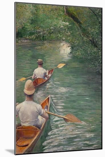 Perissoires-The canoes, 1878 Oil on canvas, 155 x 108 cm.-Gustave Caillebotte-Mounted Giclee Print