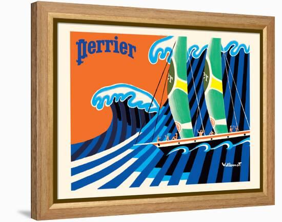 Perrier - The Sailboat - Hokusai The Great Wave - Vintage Advertising Poster, 1981-Bernard Villemot-Framed Stretched Canvas