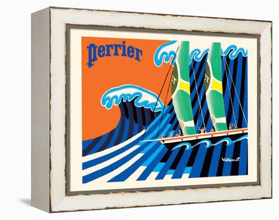 Perrier - The Sailboat - Hokusai The Great Wave - Vintage Advertising Poster, 1981-Bernard Villemot-Framed Stretched Canvas