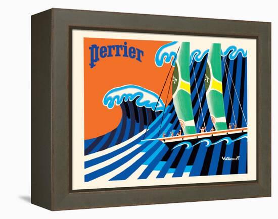 Perrier - The Sailboat - Hokusai The Great Wave - Vintage Advertising Poster, 1981-Bernard Villemot-Framed Stretched Canvas