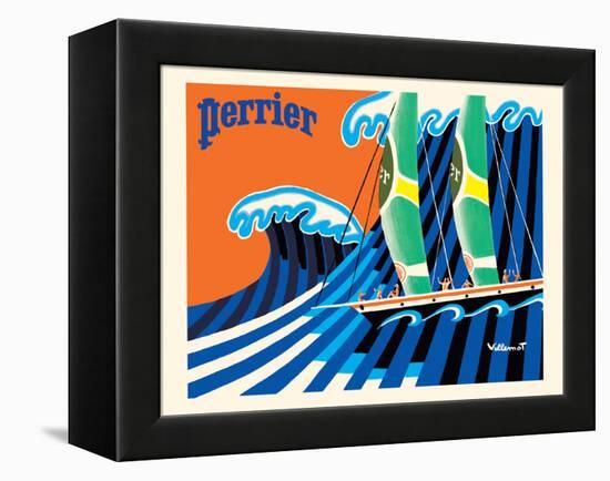 Perrier - The Sailboat - Hokusai The Great Wave - Vintage Advertising Poster, 1981-Bernard Villemot-Framed Stretched Canvas