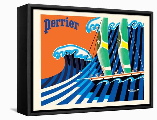 Perrier - The Sailboat - Hokusai The Great Wave - Vintage Advertising Poster, 1981-Bernard Villemot-Framed Stretched Canvas