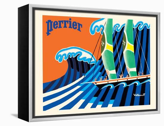 Perrier - The Sailboat - Hokusai The Great Wave - Vintage Advertising Poster, 1981-Bernard Villemot-Framed Stretched Canvas