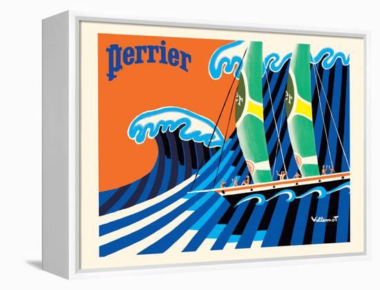 Perrier - The Sailboat - Hokusai The Great Wave - Vintage Advertising Poster, 1981-Bernard Villemot-Framed Stretched Canvas