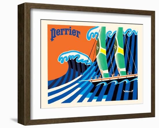 Perrier - The Sailboat - Hokusai The Great Wave - Vintage Advertising Poster, 1981-Bernard Villemot-Framed Art Print