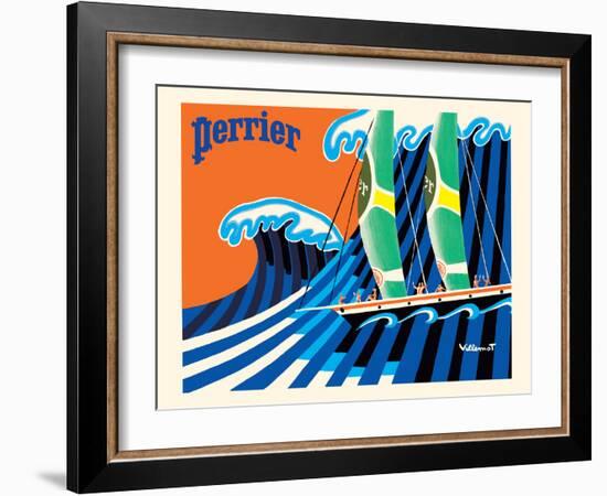 Perrier - The Sailboat - Hokusai The Great Wave - Vintage Advertising Poster, 1981-Bernard Villemot-Framed Art Print