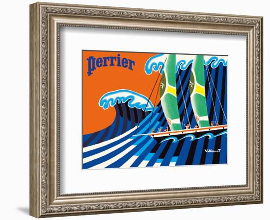 Perrier - The Sailboat - Hokusai The Great Wave-Bernard Villemot-Framed Art Print