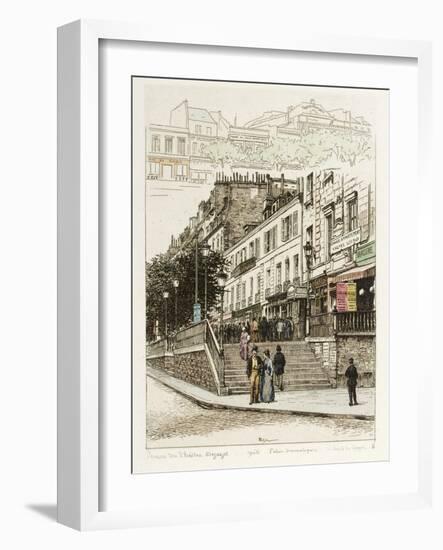 Perron du Théâtre Déjazet Gaité - Folies Dramatiques: Boulevard du Temple-Adolphe Martial-Potémont-Framed Giclee Print