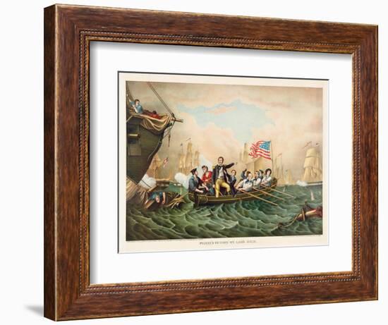 Perry's Victory on Lake Erie, 10Th September 1813, Pub. 1888 (Colour Litho)-American School-Framed Giclee Print