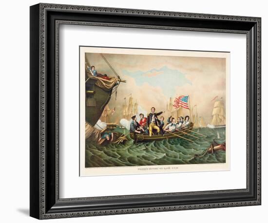 Perry's Victory on Lake Erie, 10Th September 1813, Pub. 1888 (Colour Litho)-American School-Framed Giclee Print