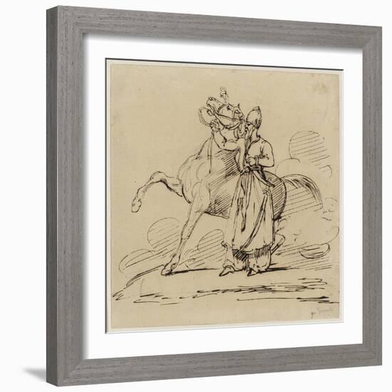 Persan Tenant Un Cheval (Persian Holding a Horse), C.1817-22 (Pen & Brown Ink with Traces of Graphi-Theodore Gericault-Framed Giclee Print