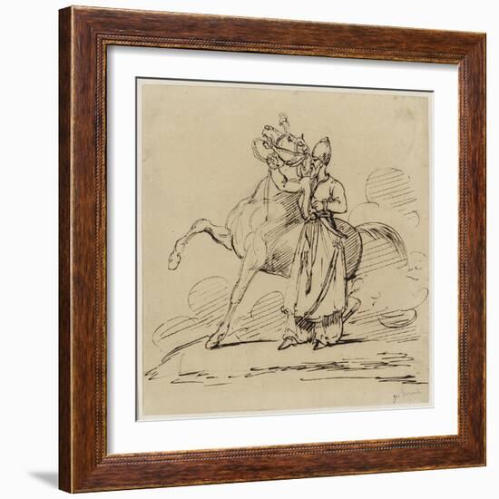 Persan Tenant Un Cheval (Persian Holding a Horse), C.1817-22 (Pen & Brown Ink with Traces of Graphi-Theodore Gericault-Framed Giclee Print