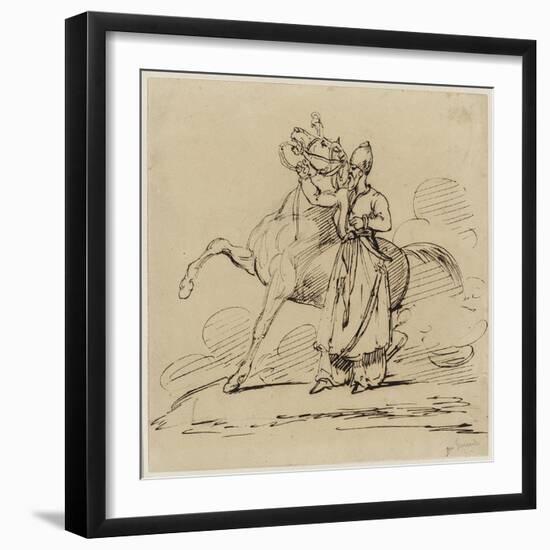 Persan Tenant Un Cheval (Persian Holding a Horse), C.1817-22 (Pen & Brown Ink with Traces of Graphi-Theodore Gericault-Framed Giclee Print