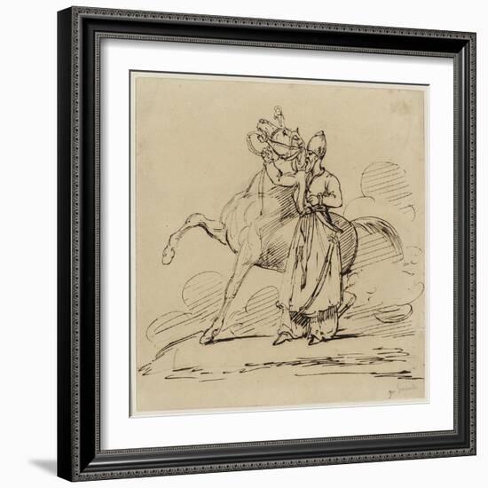 Persan Tenant Un Cheval (Persian Holding a Horse), C.1817-22 (Pen & Brown Ink with Traces of Graphi-Theodore Gericault-Framed Giclee Print