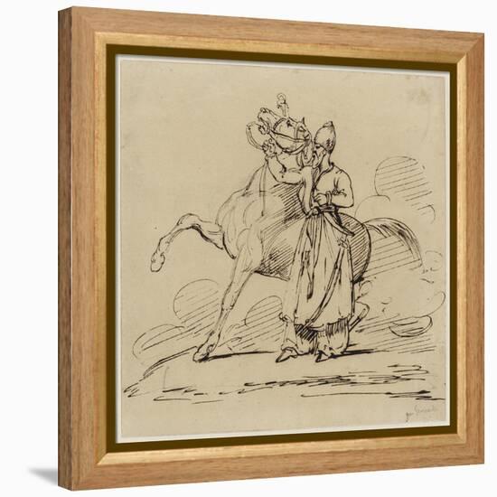 Persan Tenant Un Cheval (Persian Holding a Horse), C.1817-22 (Pen & Brown Ink with Traces of Graphi-Theodore Gericault-Framed Premier Image Canvas