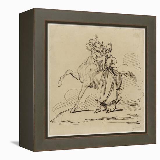 Persan Tenant Un Cheval (Persian Holding a Horse), C.1817-22 (Pen & Brown Ink with Traces of Graphi-Theodore Gericault-Framed Premier Image Canvas