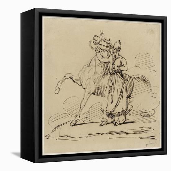 Persan Tenant Un Cheval (Persian Holding a Horse), C.1817-22 (Pen & Brown Ink with Traces of Graphi-Theodore Gericault-Framed Premier Image Canvas