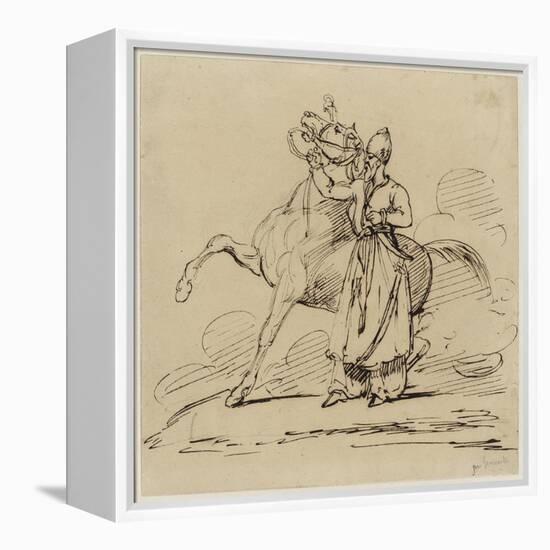 Persan Tenant Un Cheval (Persian Holding a Horse), C.1817-22 (Pen & Brown Ink with Traces of Graphi-Theodore Gericault-Framed Premier Image Canvas