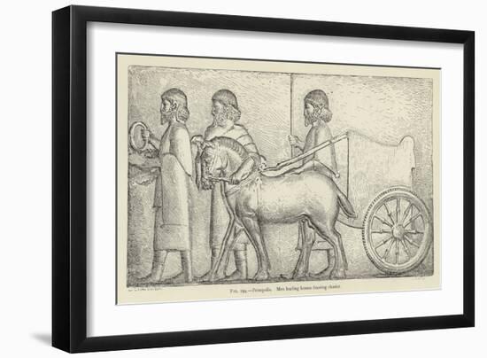 Persepolis, Men Leading Horses Drawing Chariot-null-Framed Giclee Print