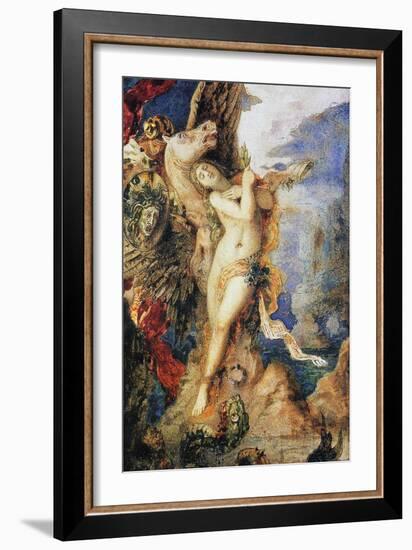 Perseus and Andromeda, C.1867-69 (W/C and Pen on Paper)-Gustave Moreau-Framed Giclee Print