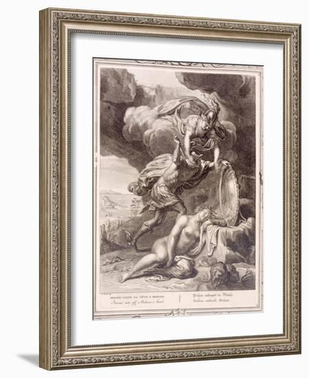 Perseus Cuts Off Medusa's Head, 1731 (Engraving)-Bernard Picart-Framed Giclee Print