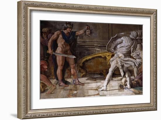 Perseus Holding Up Head of the Gorgon Medusa, from Loves of the Gods Frescos-Annibale Carracci-Framed Giclee Print